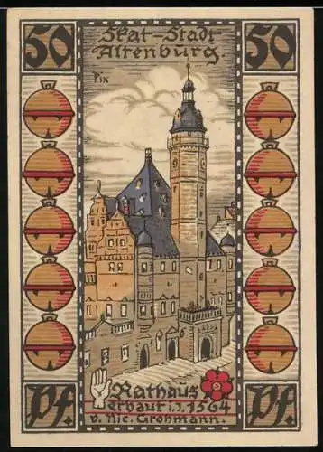 Notgeld Altenburg 1921, 50 Pfennig, Rathaus