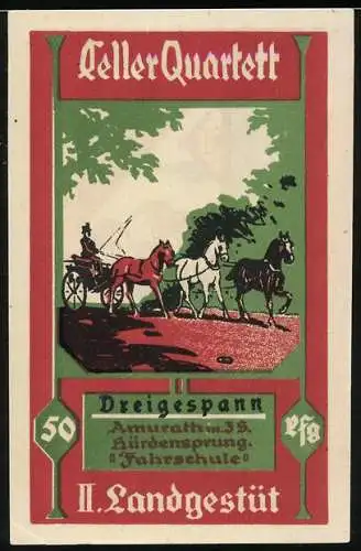 Notgeld Celle 1922, 50 Pfennig, Celler Quartett mit Dreigespann, Wappen