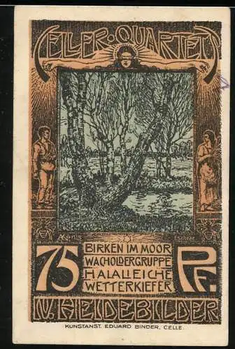 Notgeld Celle 1922, 75 Pfennig, Celler Quartett, Wacholdergruppe, Stadtwappen