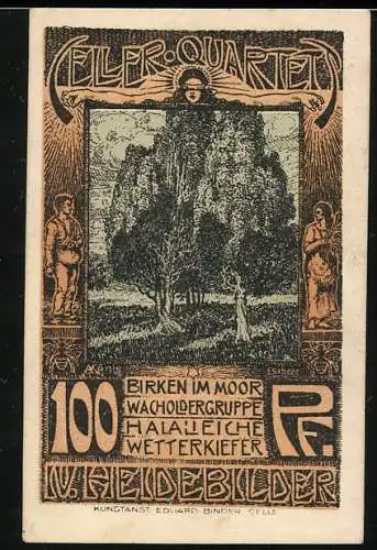 Notgeld Celle 1922, 1 Mark, Celler Quartett, Birken im Moor, Wacholdergruppe