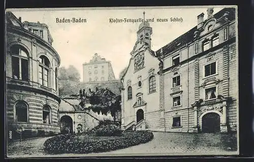 AK Baden-Baden, Römerplatz, Kloster- Fettquelle und neues Schloss