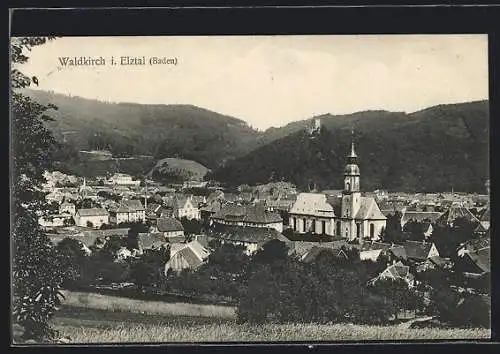 AK Waldkirch i. Elztal /Baden, Ortsansicht mit Kirche