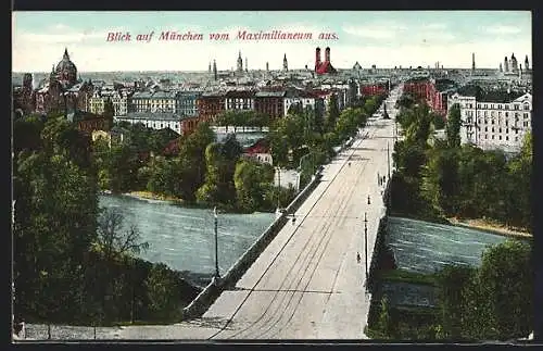 AK München, Ortsansicht vom Maximilianeum aus