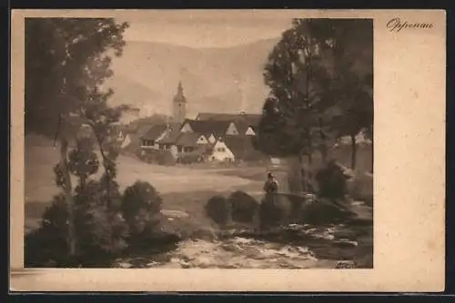 AK Oppenau, Ortsansicht mit Kirche