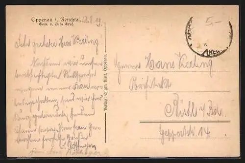 AK Oppenau, Ortsansicht mit Kirche