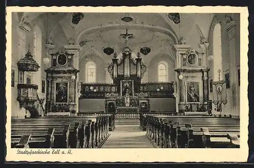 AK Zell a. H., Stadtpfarrkirche in der Innenansicht