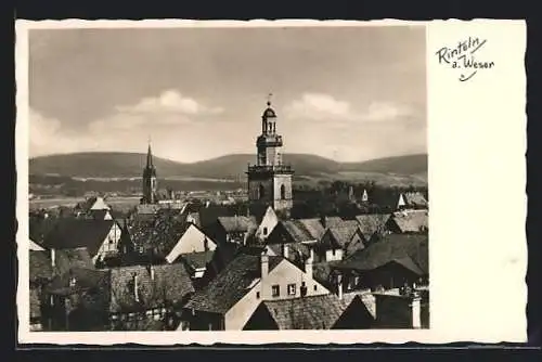 AK Rinteln a. Weser, Ortsansicht mit Dächern und Kirche