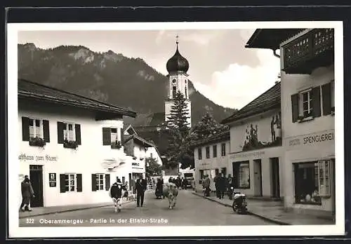 AK Oberammergau, Partie in der Ettaler-Strasse mit Gasthaus zum Stern