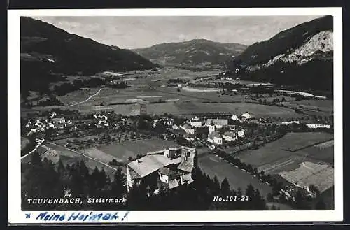 AK Teufenbach /Steiermark, Teilansicht mit Bergen