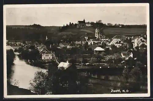 AK Zwettl /N.-O., Ortsansicht mit Kirche