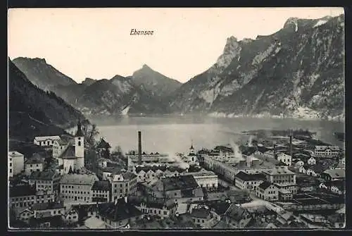 AK Ebensee, Teilansicht mit Kirche