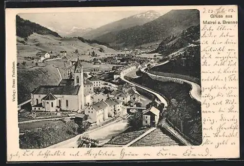 AK Matrei a. Brenner, Strassenpartie mit Kirche