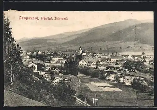 AK Langenwang /Steiermark, Mürzthal mit Kirche