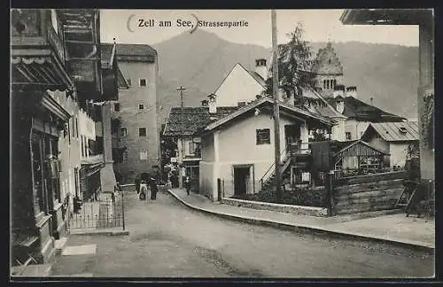 AK Zell am See, Strassenpartie im Ortskern