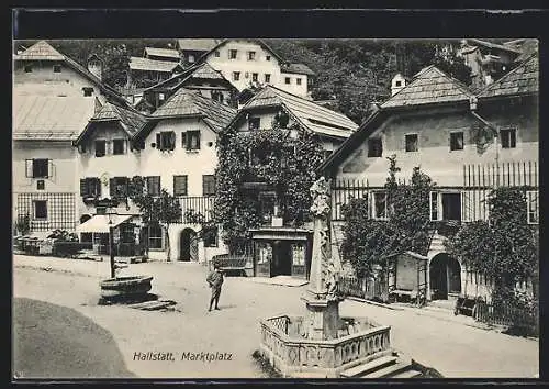 AK Hallstatt, Strassenpartie am Marktplatz