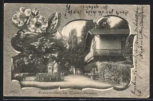 AK Graz, Schweizerhaus mit Welden-Denkmal