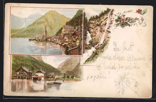 Künstler-AK Hallstatt, Ortsansicht
