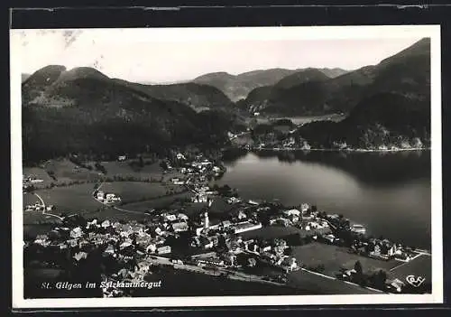 AK St. Gilgen im Salzkammergut, Panoramablick auf Ort und Umgebung