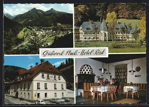 AK Gusswerk /Stmk., Gasthof zur Post mit Gaststube, Schloss Brandhof