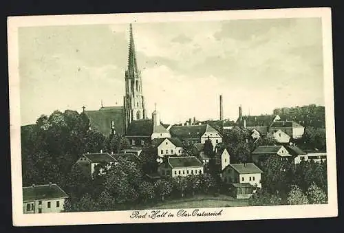 AK Bad Hall /Ober-Oesterreich, Ortsansicht mit prominenter Kirche