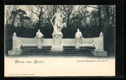 AK Berlin, Denkmal des Markgrafen Albrecht II. im Grossen Tiergarten