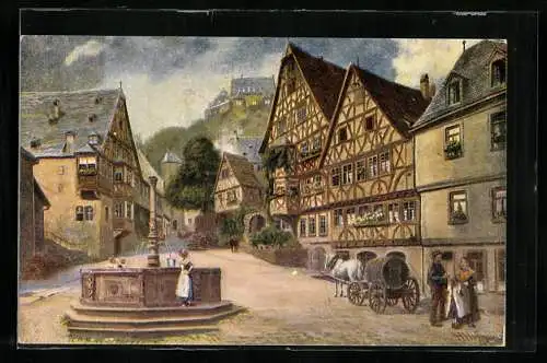 Künstler-AK Miltenberg a. Main., Der Marktplatz