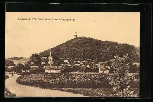 AK Collm b. Oschatz, Ortsansicht mit dem Collmberg