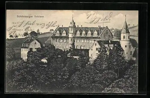 AK Schönberg / Bensheim, Blick auf das Schloss