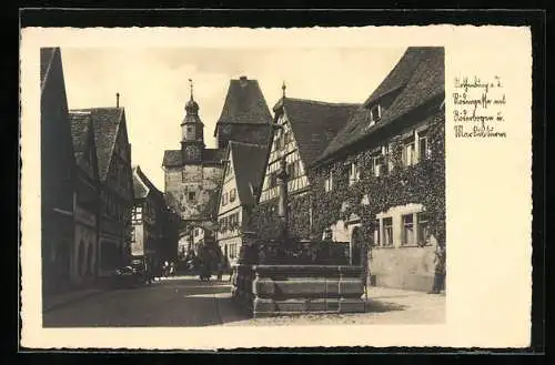 AK Rothenburg / Tauber, Rödergasse mit Röderbogen und Markusturm