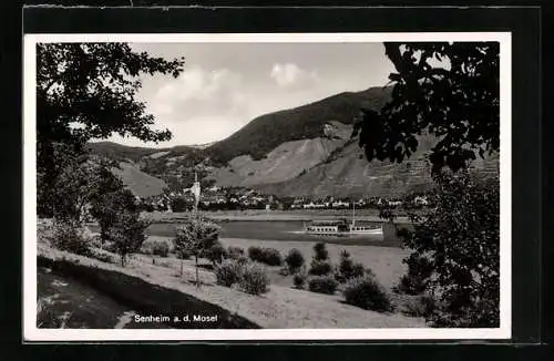 AK Senheim, Blick über die Mosel auf die Ortschaft
