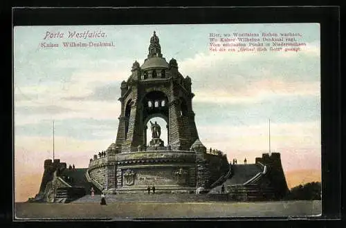 AK Porta Westfalica, Kaiser-Wilhelm-Denkmal im Abendrot