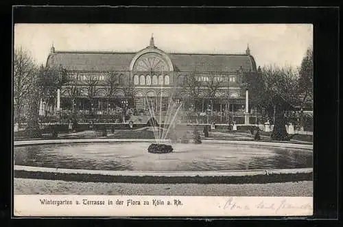 AK Köln-Riehl, Wintergarten und Terrasse in der Flora