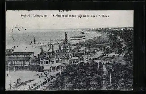 AK Heringsdorf / Seebad, Strandpromenade mit Blick nach Ahlbeck