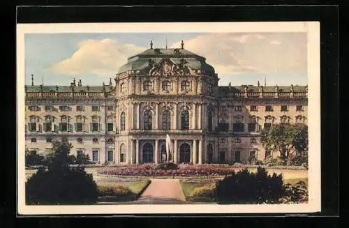 AK Würzburg, Gartenseite der Residenz