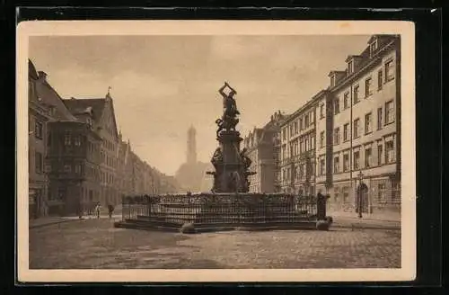 AK Augsburg, Herkulesbrunnen in der Maximilianstrasse