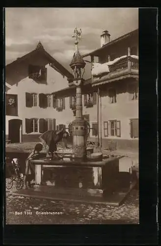 AK Bad Tölz, Griesbrunnen mit Kindern