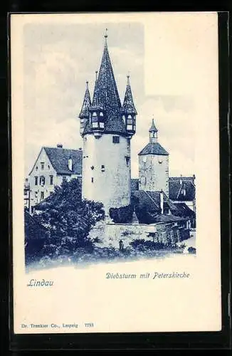 AK Lindau / Bodensee, Diebsturm mit Peterskirche