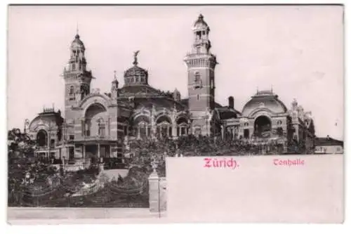 Relief-AK Zürich, Blick auf die Tonhalle