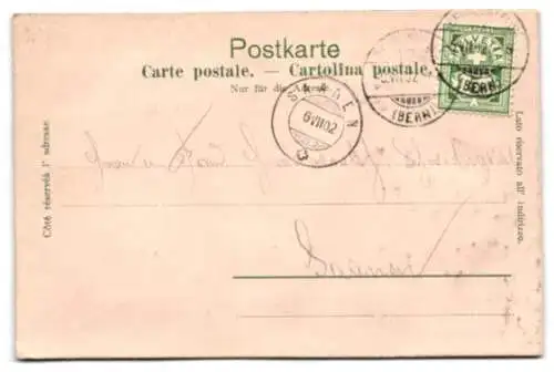 Relief-AK Bern, Kornhausbrücke und die Alpen