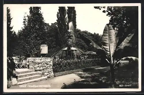 AK Graz, Blick auf den Stadtparkbrunnen