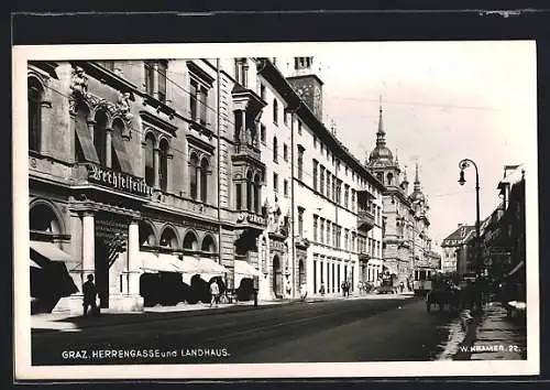 AK Graz, Herrengasse und Landhaus mit Strassenbahn