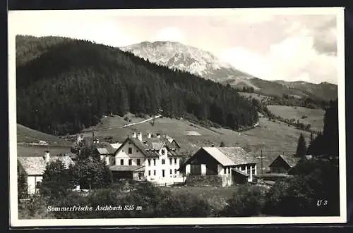 AK Aschbach, Ortsansicht gegen die Berge