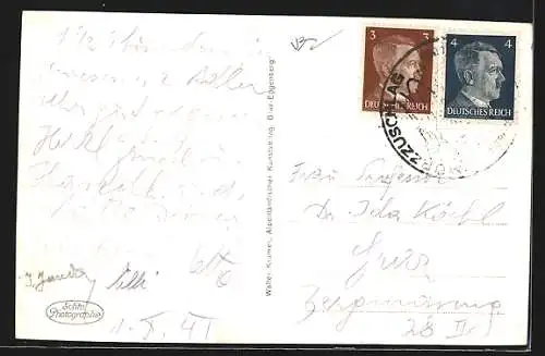 AK Bruck a. d. Mur, Uferpartie an einer Brücke