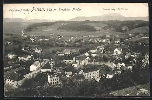 AK Pitten, Ortsansicht mit Schneeberg