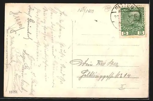 AK Pitten, Ortsansicht mit Schneeberg