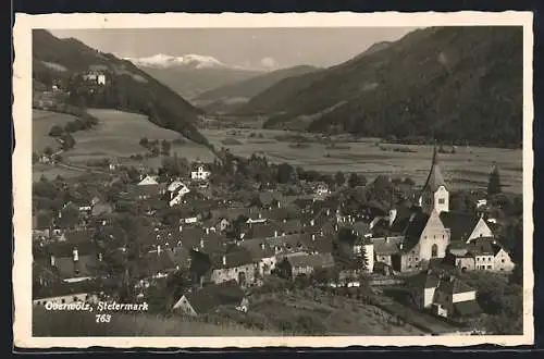 AK Oberwölz /Steiermark, Teilansicht mit Bergen