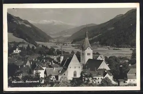 AK Oberwölz /Steiermark, Teilansicht mit Kirche