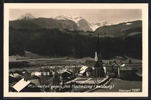 AK Pfarrwerfen, Ortsansicht gegen den Hochkönig