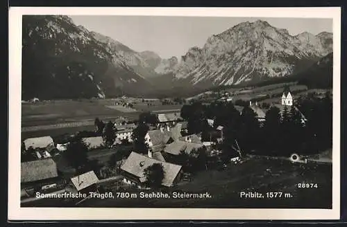 AK Tragöss, Ortsansicht mit Kirche und Pribnitz