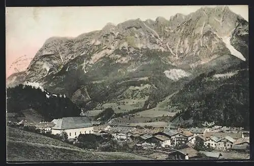 AK Werfen, Ortsansicht gegen das Tännengebirge